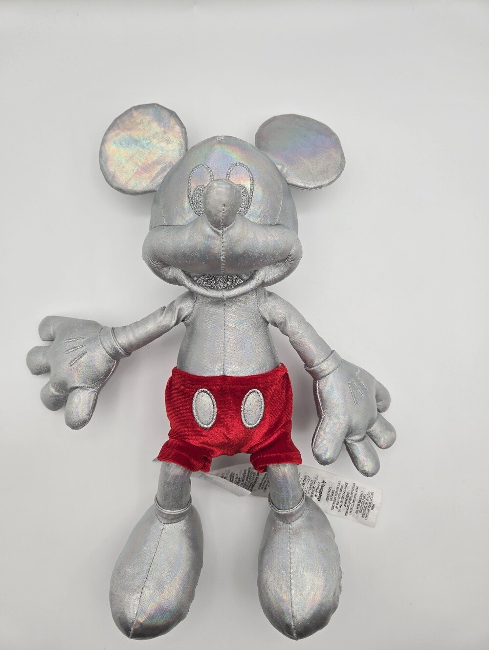 Disney Parks 100th Anniversary Platinum Iridescent Mickey Mouse Plush Doll 14"